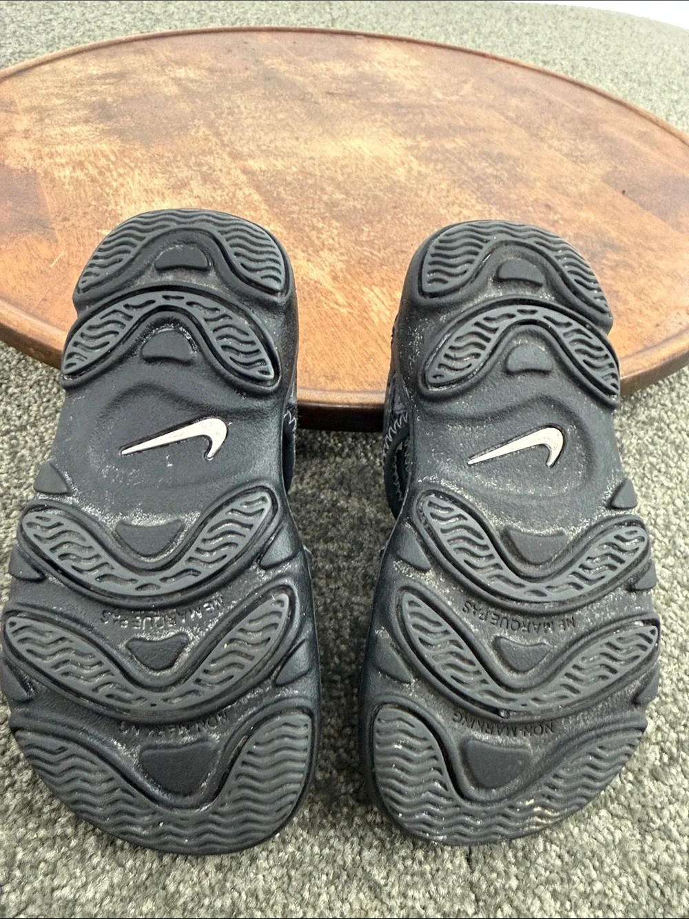 Nike Sandals Todder 5 Black Faux Leather Adjustable Strappy Athletic Swoosh